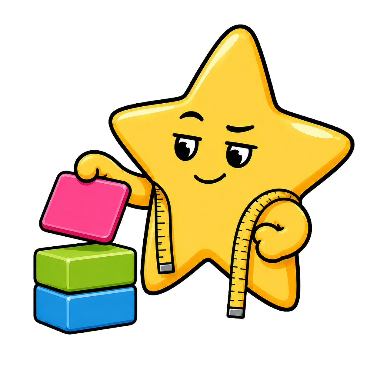 Star mascot as a tailor stacking colorful course cards